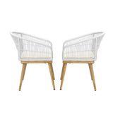 Outdoor Armchairs 2pcs with Rope Detailing and Padded Seat