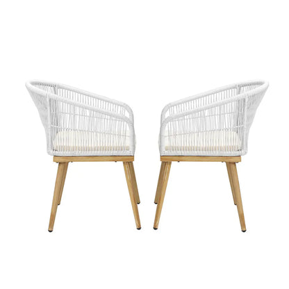 Outdoor Armchairs 2pcs with Rope Detailing and Padded Seat