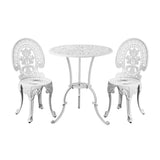 Outdoor Cast Aluminum Table and Chairs Set 3pcs White