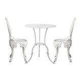 Outdoor Cast Aluminum Table and Chairs Set 3pcs White