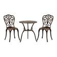 Outdoor Patio Set 3pcs Cast Aluminum Table and Chairs Bronze