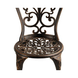 Outdoor Patio Set 3pcs Cast Aluminum Table and Chairs Bronze