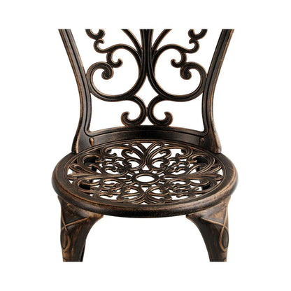 Outdoor Patio Set 3pcs Cast Aluminum Table and Chairs Bronze