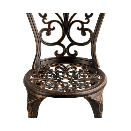 Outdoor Patio Set 3pcs Cast Aluminum Table and Chairs Bronze