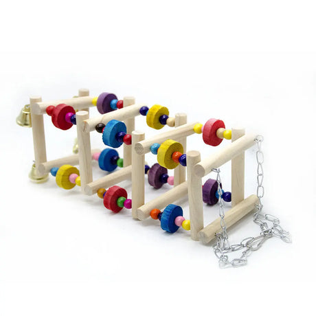 Parakeet Bird Toy: Wooden Swing &amp; Climbing Ladder with Bells