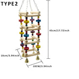 Parakeet Bird Toy: Wooden Swing &amp; Climbing Ladder with Bells