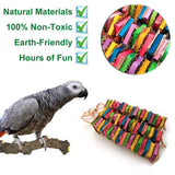 Parrot Gnawing Toy: Wooden Block & Cardboard Chew Toy for Large Birds
