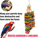 Parrot Gnawing Toy: Wooden Block & Cardboard Chew Toy for Large Birds
