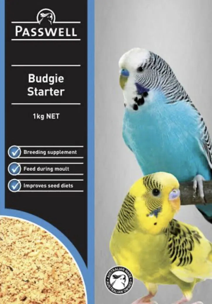 Passwell Budgie Starter 1kg – High-Protein Breeding & Moulting Supplement for Budgies
