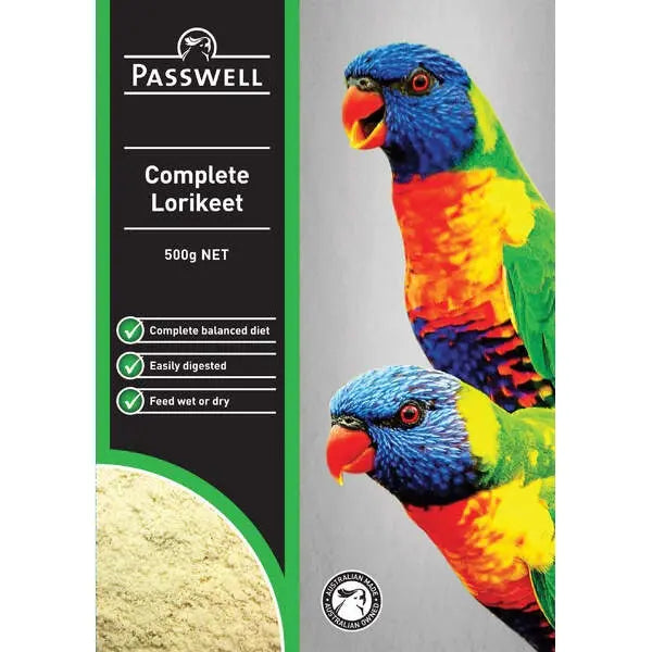 Passwell Complete Lorikeet 20kg – Nutritionally Balanced Wet or Dry Diet for Lorikeets & Lories