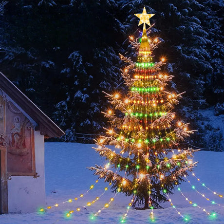 Pentagram Waterproof String Light Solar Christmas Decorations 3M 2M Led Waterfall Tree Fairy Lamp