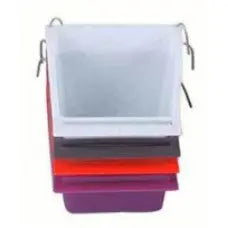 Hi-Back Rectangular Bird Cage Cup with Perch (9cm, 6072L): Anti-Spill Feed and Water Cup