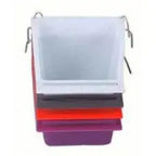 Hi-Back Rectangular Bird Cage Cup with Perch (9cm, 6072L): Anti-Spill Feed and Water Cup