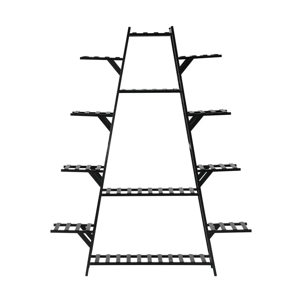 Plant Stand with 12 Shelves Bamboo Frame Black