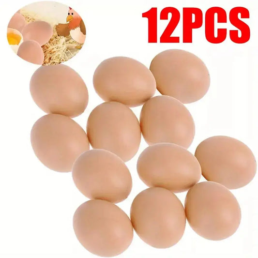 Plastic Dummy Chicken and Bird Eggs 12 Pieces Unbranded
