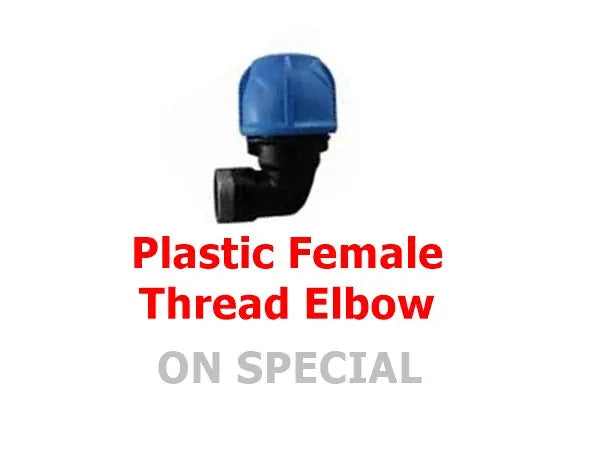 Plastic Female Thread Elbow – 90° Angle Pipe Fitting (BSP/NPT) – Durable & Corrosion-Resistant Bonnyrigg Produce & Garden Supplies