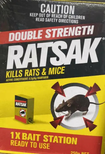 RATSAK Double Strength Bait Station 250g – Warfarin Rat & Mouse Bait
