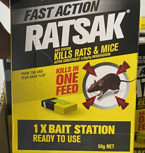 RATSAK Fast Action Bait Station 50g – Single-Feed Ready-to-Use Rat & Mouse Bait