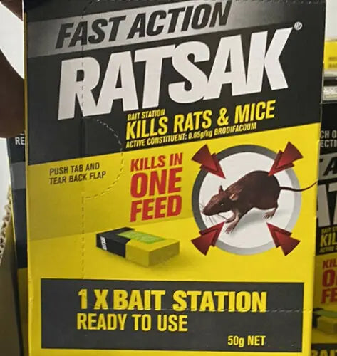RATSAK Fast Action Bait Station 50g – Single-Feed Ready-to-Use Rat & Mouse Bait