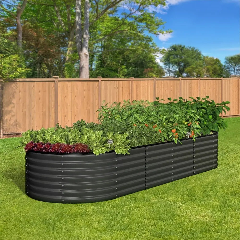 Raised Garden Bed Galvanized Steel 2pcs: Oval Metal Planter Beds for Veggies, Herbs and Flowers