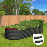 Raised Garden Bed Galvanized Steel 2pcs: Oval Metal Planter Beds for Veggies, Herbs and Flowers