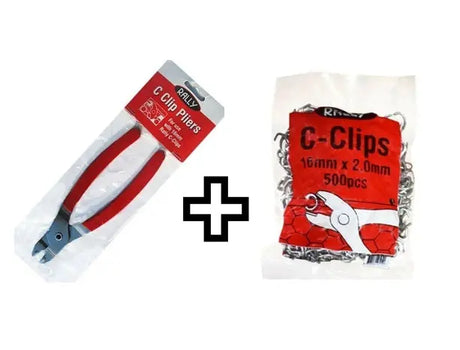 Rally C-Clip Pliers with 500 x 16mm C-Clips Hog Ring Kit for Wire, Netting & Cages