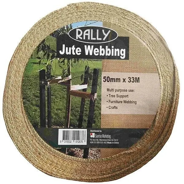 Rally Jute Webbing 50mm x 33m Natural Tree Tie & Furniture Webbing Roll
