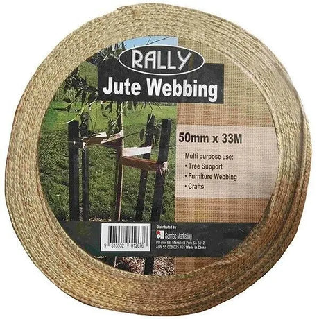 Rally Jute Webbing 50mm x 33m Natural Tree Tie & Furniture Webbing Roll
