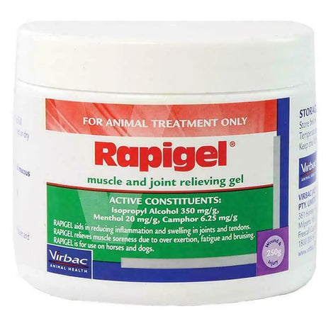 Virbac Rapigel 250g: Cooling Muscle and Joint Relieving Gel for Horses and Dogs