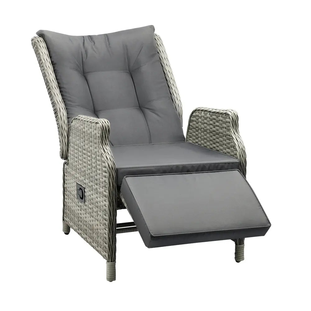 Recliner Chair with Adjustable Footrest Grey