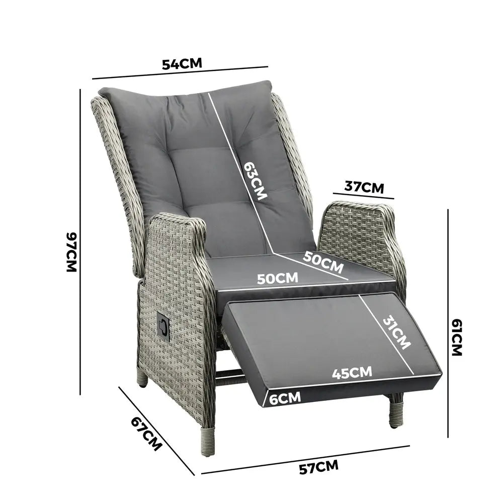 Recliner Chair with Adjustable Footrest Grey