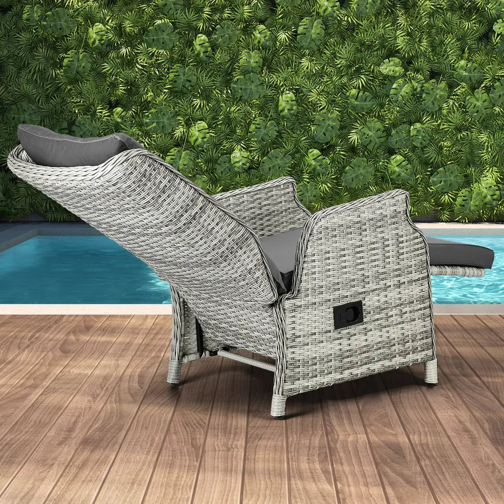 Recliner Chair with Adjustable Footrest Grey