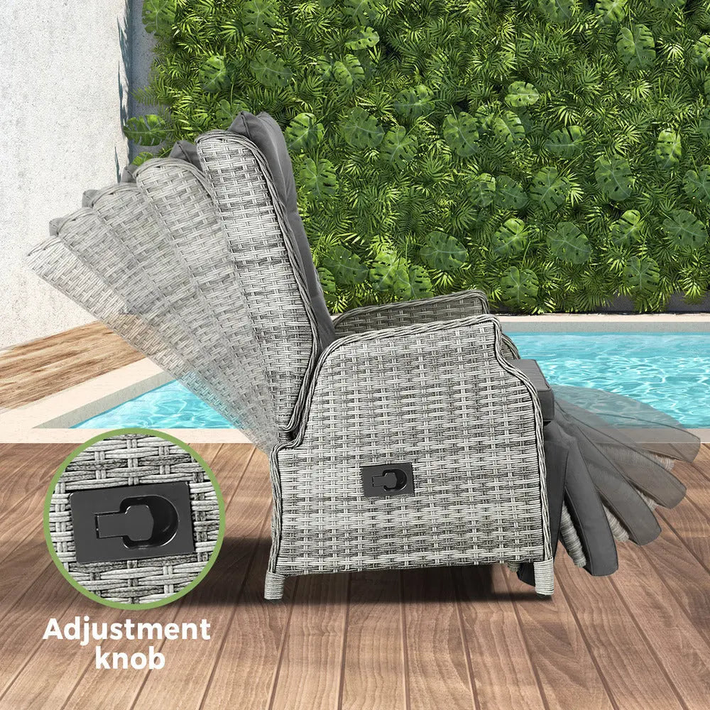 Recliner Chair with Adjustable Footrest Grey