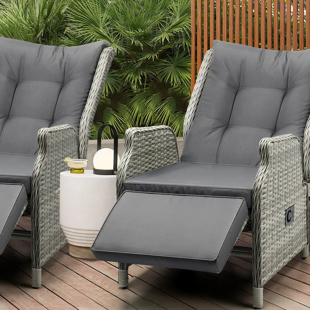 Recliner Chair with Adjustable Footrest Grey