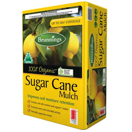  Brunnings Sugar Cane Mulch 14kg Bale, 100% Organic Garden Mulch
