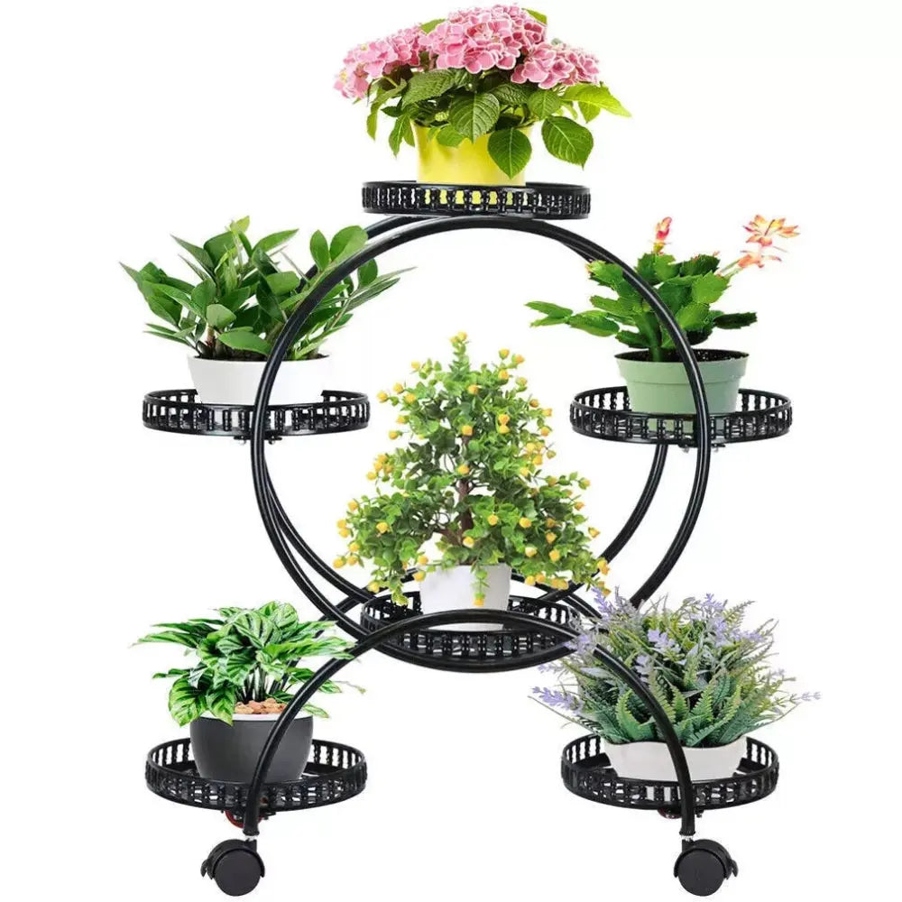 Rooling Produce Racks Rolling Metal Plant Stand Rack Flower Pot Shelf Holder with Wheels ...