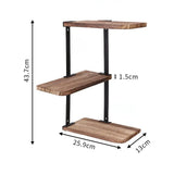 Rustic Industrial Wood Shelf Wall Mount Corner Rack