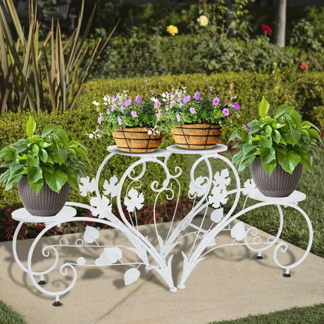 Set of 2 Decorative 4-Tier Metal Plant Stands