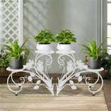 Set of 2 Decorative 4-Tier Metal Plant Stands