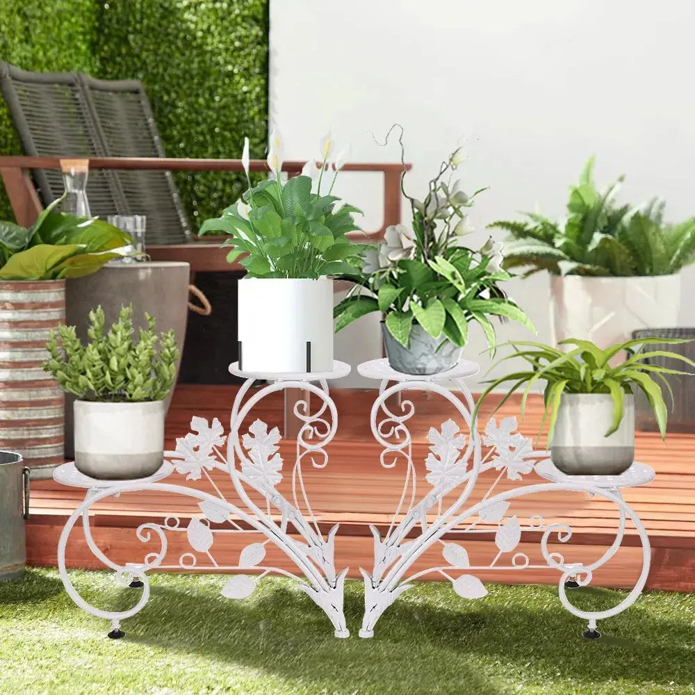 Set of 2 Decorative 4-Tier Metal Plant Stands