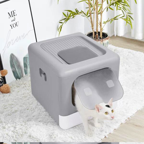 Sleek and Functional Cat Litter Box-Detachable Design