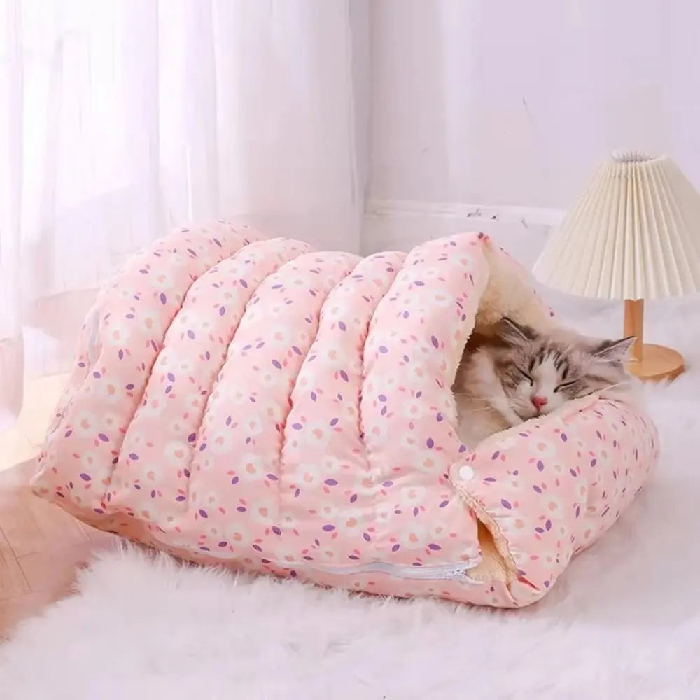 Soft Cat Bed Cushion | Coral Fleece Sleeping Bag Cat Bed