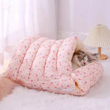 Soft Cat Bed Cushion | Coral Fleece Sleeping Bag Cat Bed