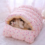 Soft Cat Bed Cushion – Coral Fleece Sleeping Bag Bed for Cats & Kittens