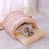 Soft Cat Bed Cushion – Coral Fleece Sleeping Bag Bed for Cats & Kittens