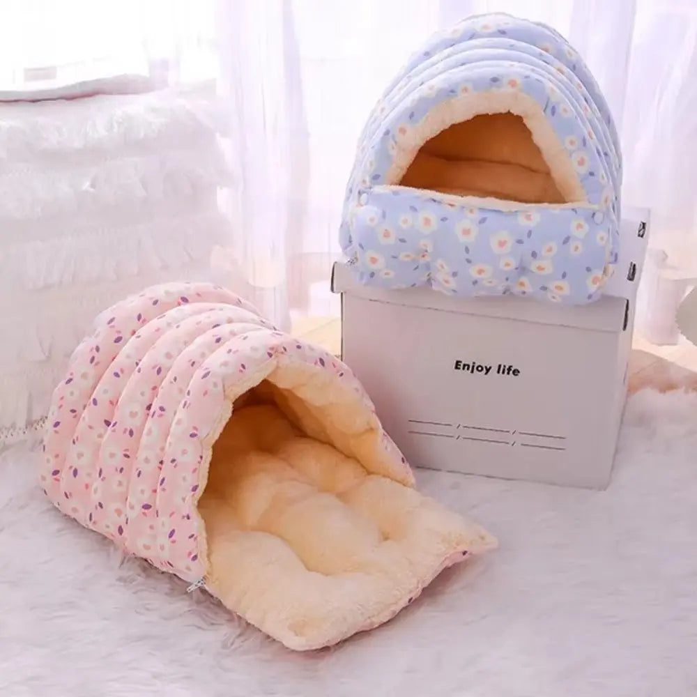 Soft Cat Bed Cushion | Coral Fleece Sleeping Bag Cat Bed
