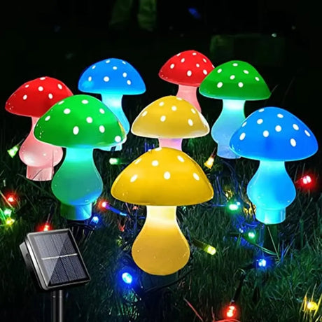 Solar Mushroom Fairy Lights for Outdoor Garden and Holiday Decoration