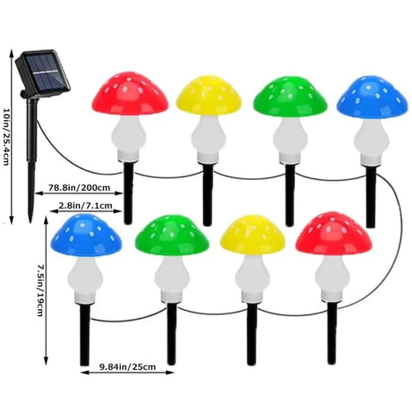 Solar Mushroom Fairy Lights for Outdoor Garden and Holiday Decoration