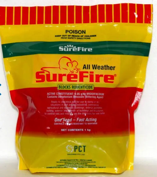 SureFire All Weather Blocks Rodenticide 3 kg (3x 1 kg Sachets) -Rodent Control