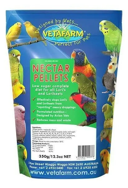 &nbsp;Vetafarm Nectar Pellets: Low-Sugar Complete Diet for Lorikeets &amp; Loris
